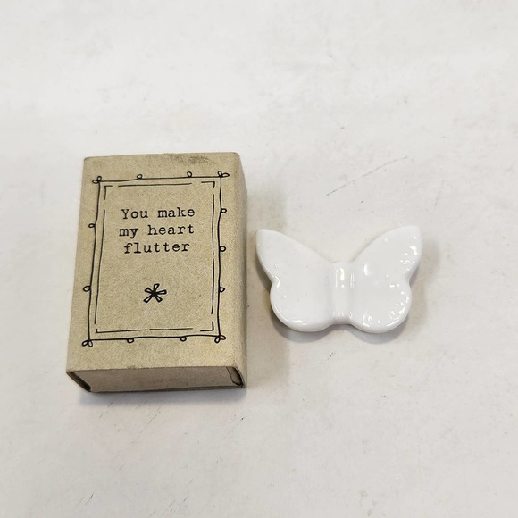 Butterfly White Ceramic Trinket Gift You Make My Heart Flutter Love Mini - Picture 1 of 5